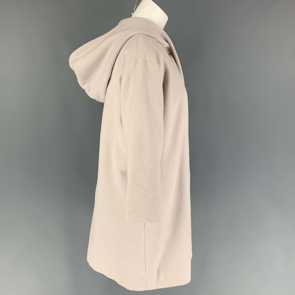EVAM EVA Dust Pink Wool Angora Hooded Coat - Picture 2 of 5